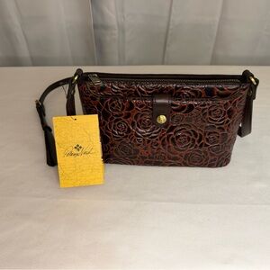 Patricia Nash Tooled Leather Floral Crossbody Sienna Brown NWT